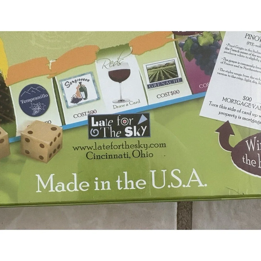 Late for the Sky Wine-Opoly Trading Board Game New, Sealed Made In The U.S.A.